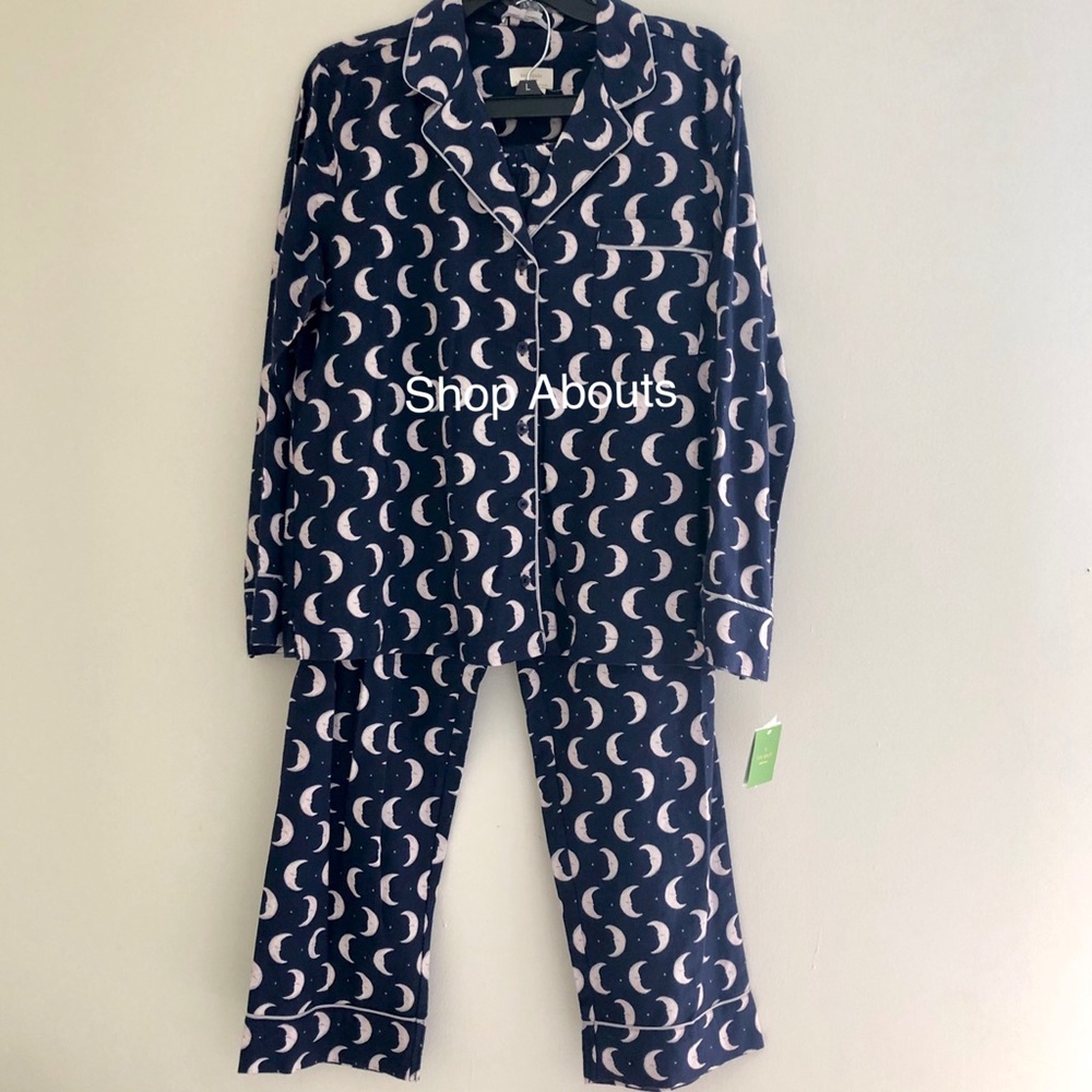 Kate Spade Navy Moons Pajamas Pajama Set L XL New - Picture 3 of 8